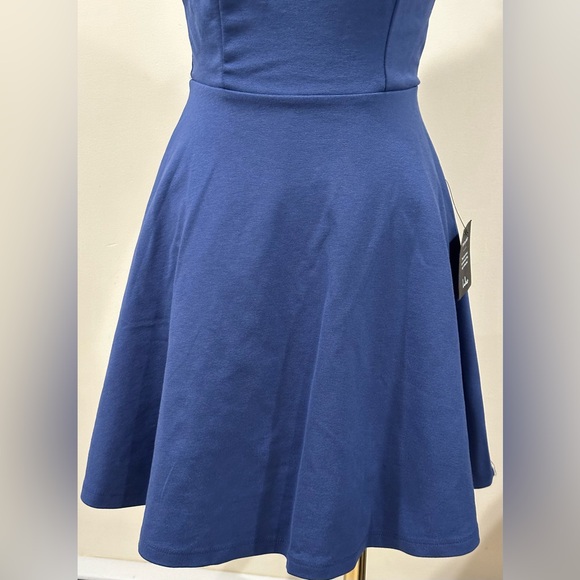 Lulus NWT Blue Mini/Midi Cold Shoulder Sleeveless Fit And Flare Dress Sz XS. - Picture 8 of 16